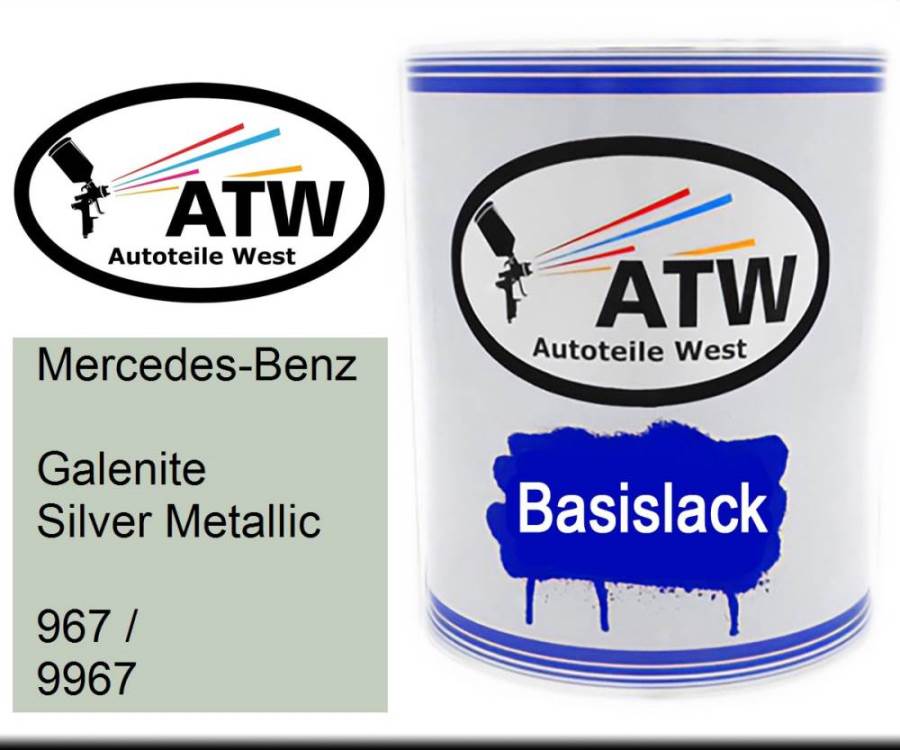 Mercedes-Benz, Galenite Silver Metallic, 967 / 9967: 1L Lackdose, von ATW Autoteile West.